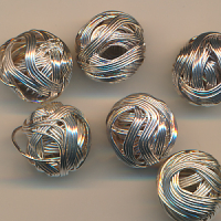 Metallperlen Drahtperlen silberfarbig, handgewickelt,...